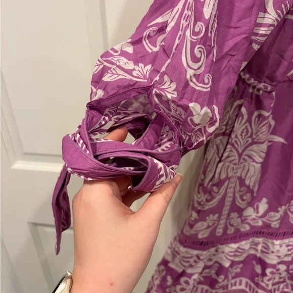 Lilac Sweet Garden Mini Dress - Farm Rio - Size Large - Picture 2 of 6